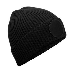 Beechfield Unisex Adult Fashion Circular Patch Beanie / Black